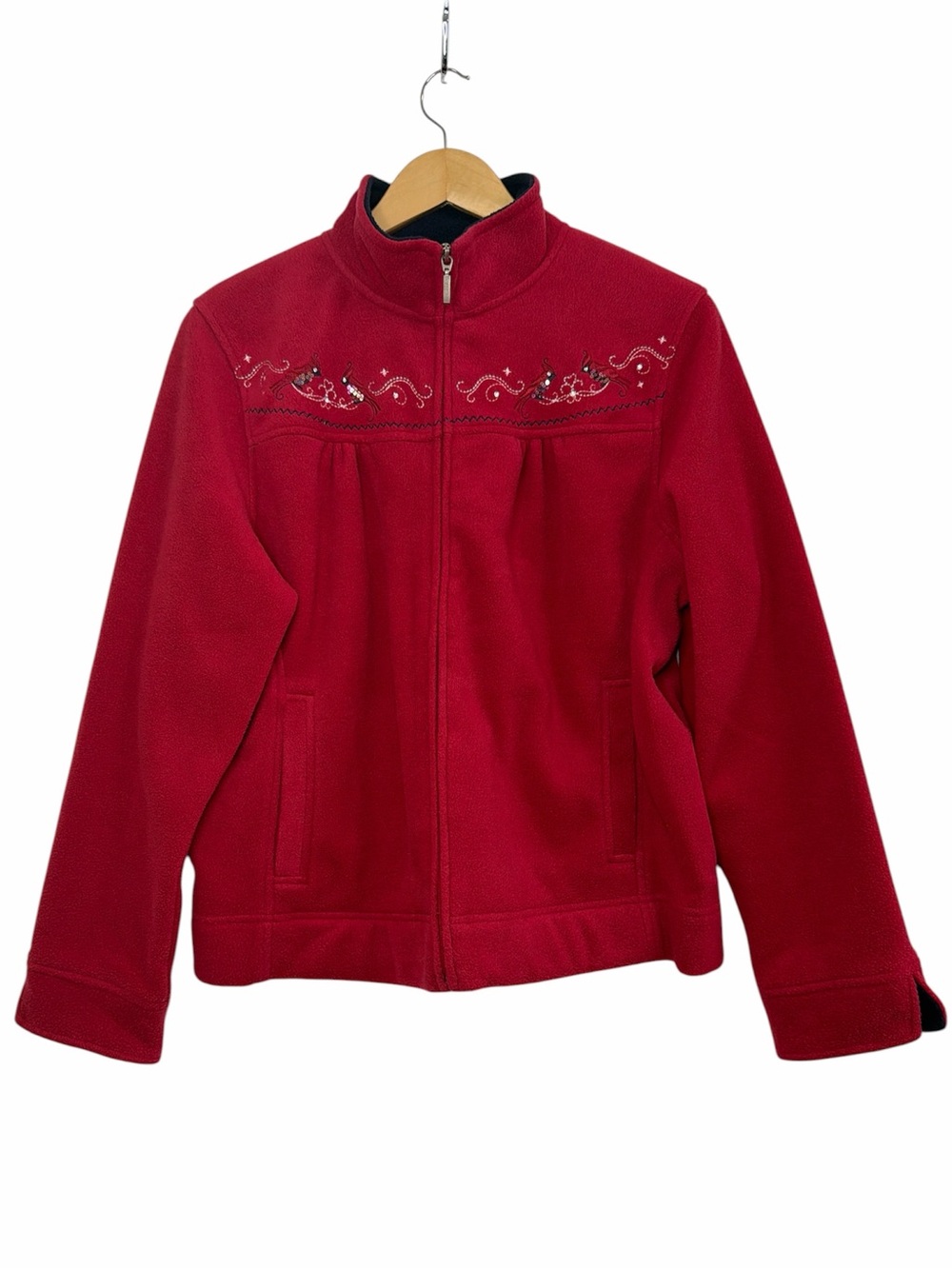 Northern Reflections Red Fleece Jacket Cardinal Embroidered Zip L